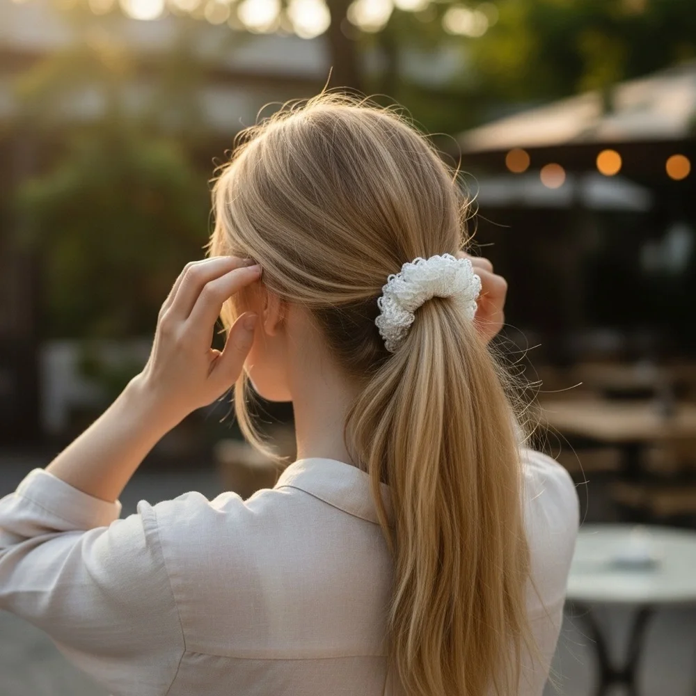 Elegant White Hair Scrunchie